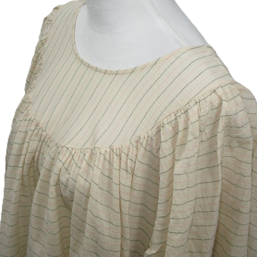Universal Thread Cream Striped Pull Over Short Sl… - image 2